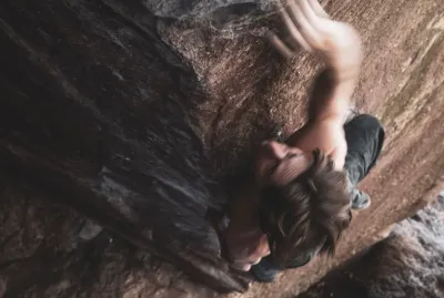 Zach Galla makes the third ascent of Megatron (V17 / 9A) in Eldorado Canyon, Colorado