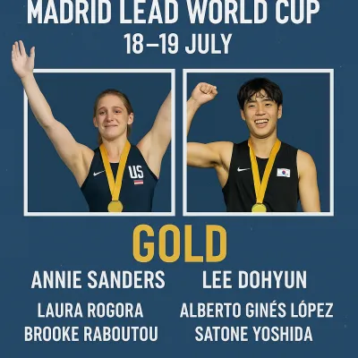 Coupe du Monde Lead de Madrid (18-19 juillet) : Sanders et Lee ont remporté l'or lors de la toute première Coupe du Monde Lead de Madrid