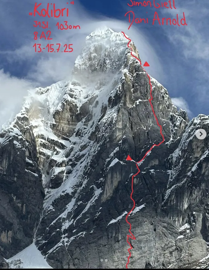Dani Arnold, Alexander Huber et Simon Gietl ont ouvert une nouvelle route Kolibri sur Jirishanca au Pérou