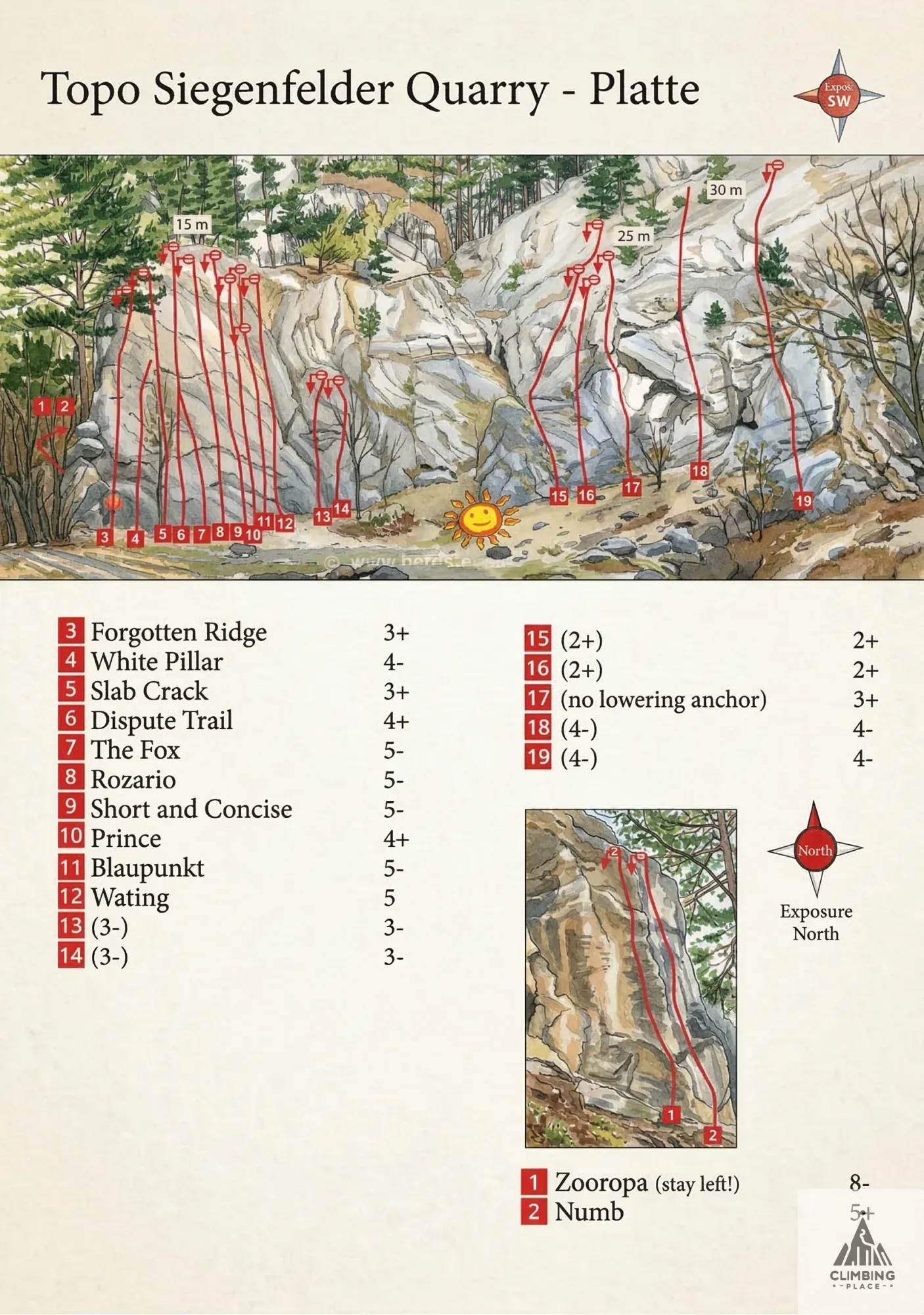 Topo of Weisser Pfeiler (4-), Vienna Woods