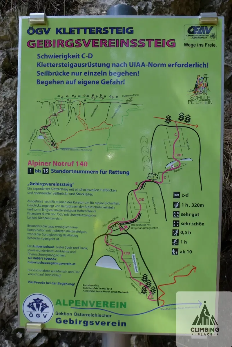 Topo von Gebirgsvereins - Klettersteig (D), Gutensteiner Alpen