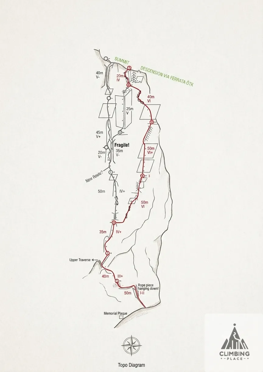 Topo de Via Sylvia - Koschutnikturm (6+/7-), Koschutnikturm