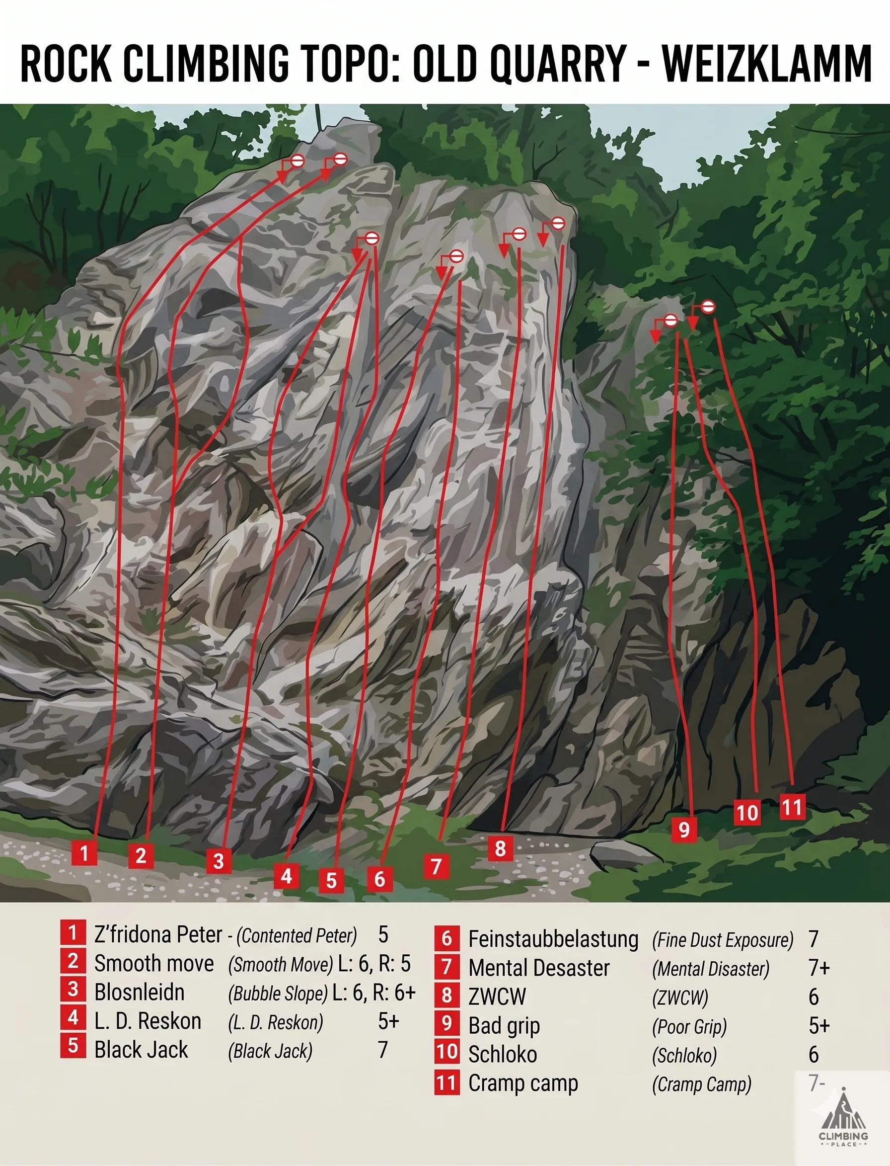 Topo de Mental Desaster (7+), Graz Mountains